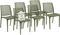 Lot de 6 chaises en plastique empilables avec accoudoirs pour intérieur et extérieur - Vert