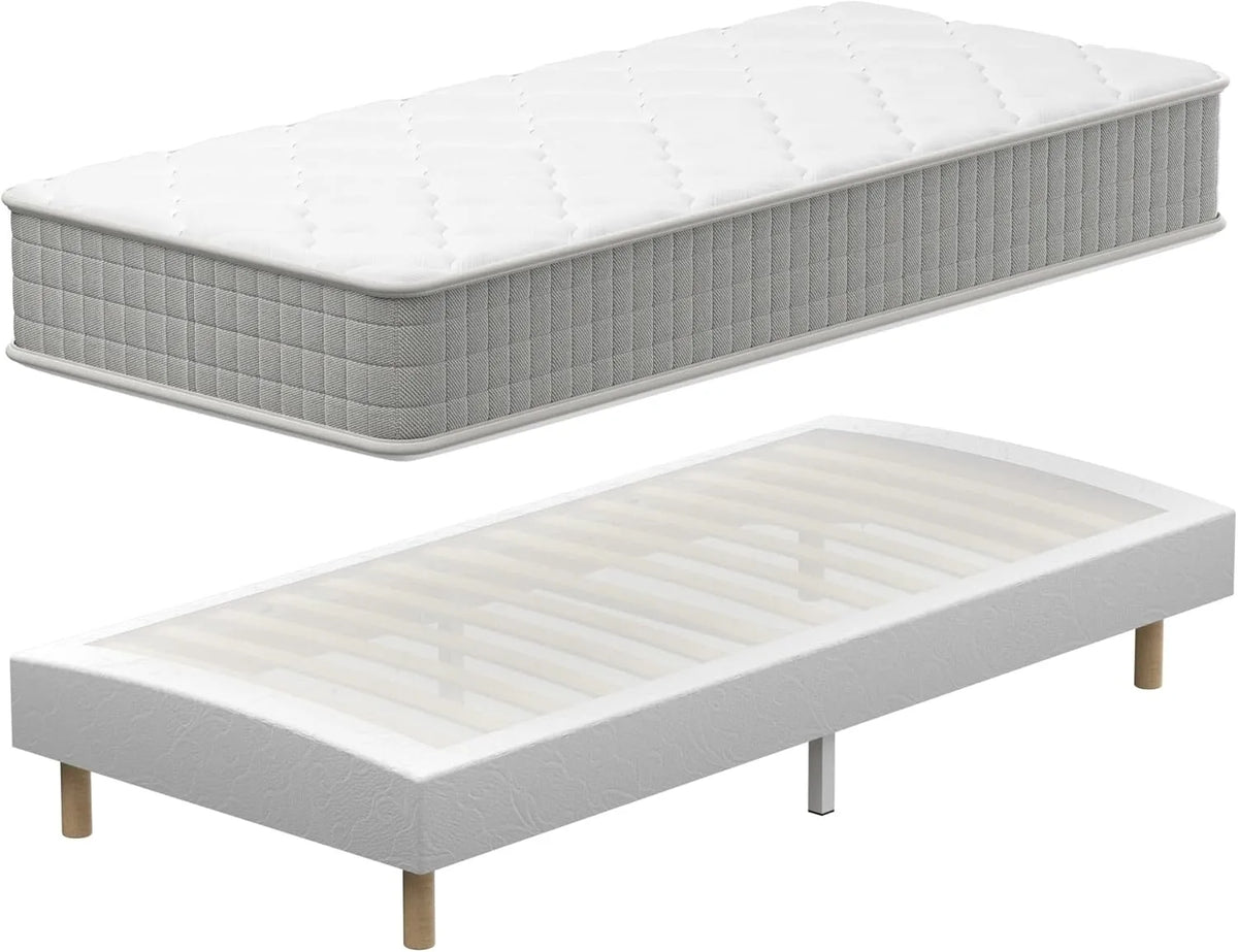 Ensemble de Lit Simple 90x190 cm avec Matelas Mémoire de Forme et Sommier Respirant