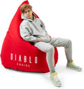 Pouf Poire XL Gamer Diablo – Confort Ultime pour Adultes et Enfants avec Billes EPS, 110x100 cm, Rouge