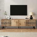 Buffet TV Merax 180 cm, 8 Compartiments, 4 Portes, Bois et Pieds Noirs