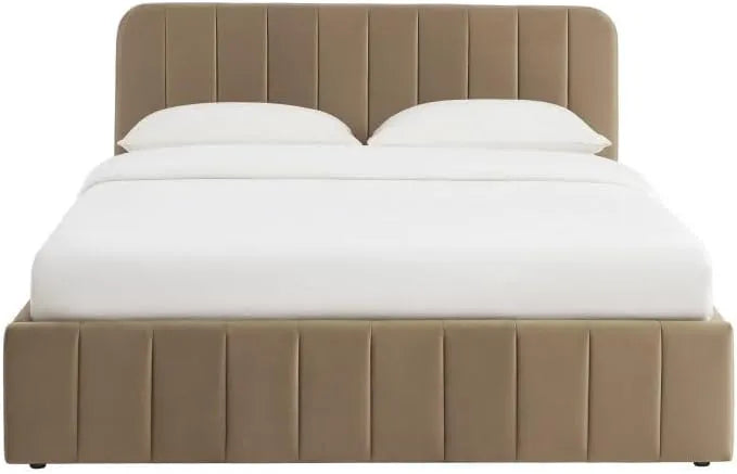 Lit Coffre Velours Marron 160x200 avec Sommier Intégré - Modèle SIMI