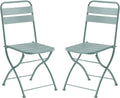 Ensemble de 2 Chaises de Jardin Pliantes en Métal Vert Amande - Collection MIRMANDE