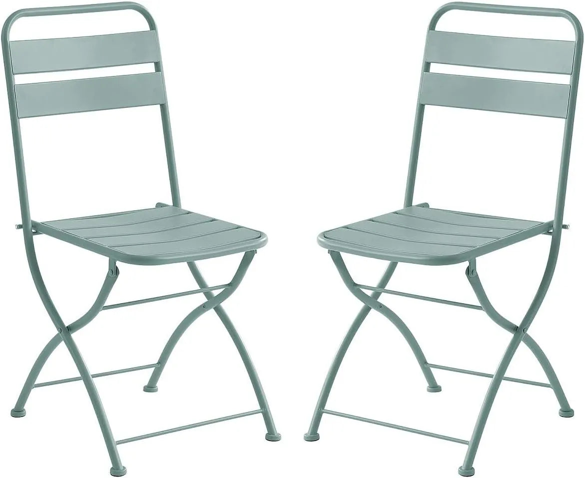 Ensemble de 2 Chaises de Jardin Pliantes en Métal Vert Amande - Collection MIRMANDE
