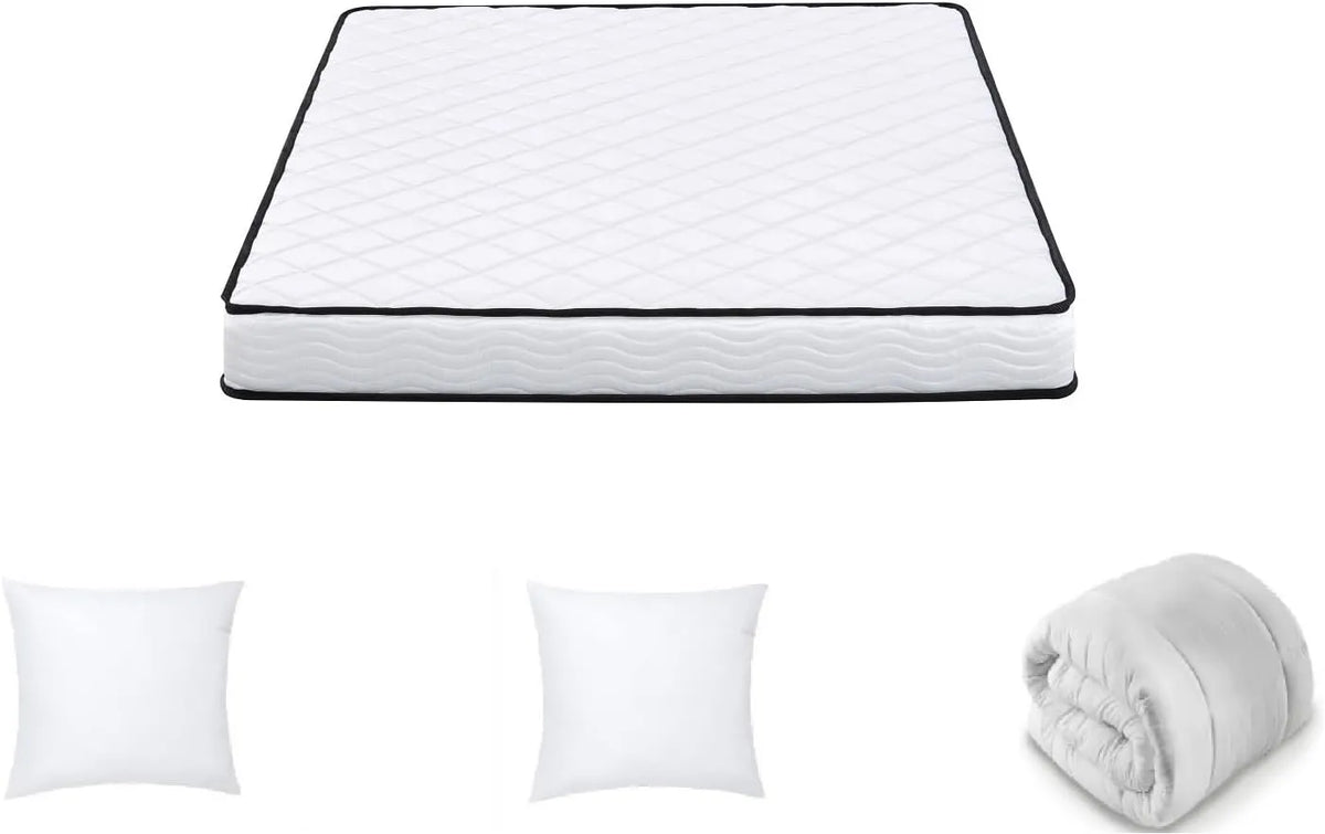 Matelas 140x200 cm avec Couette et Oreillers | Hypoallergénique et Ergonomique | Respirant et Confort Supérieur