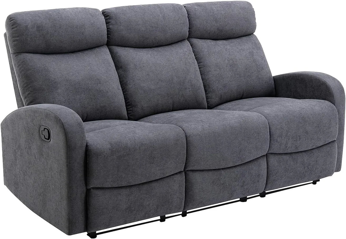 Canapé Relax 3 Places en Tissu Gris Evelyn - Confort et Élégance