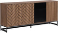 Buffet en MDF 3 Portes, 3 Tiroirs - Naturel et Noir - CARATANA