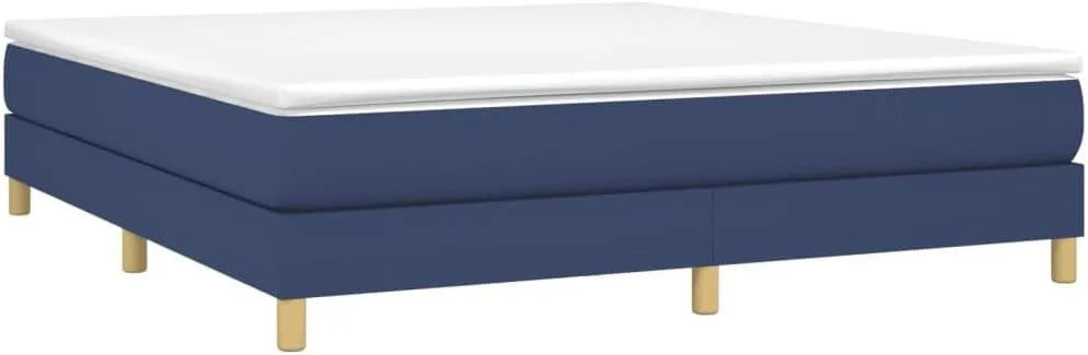 Cadre de Lit Double Moderne en Tissu Bleu 160x200 cm avec Sommier à Lattes