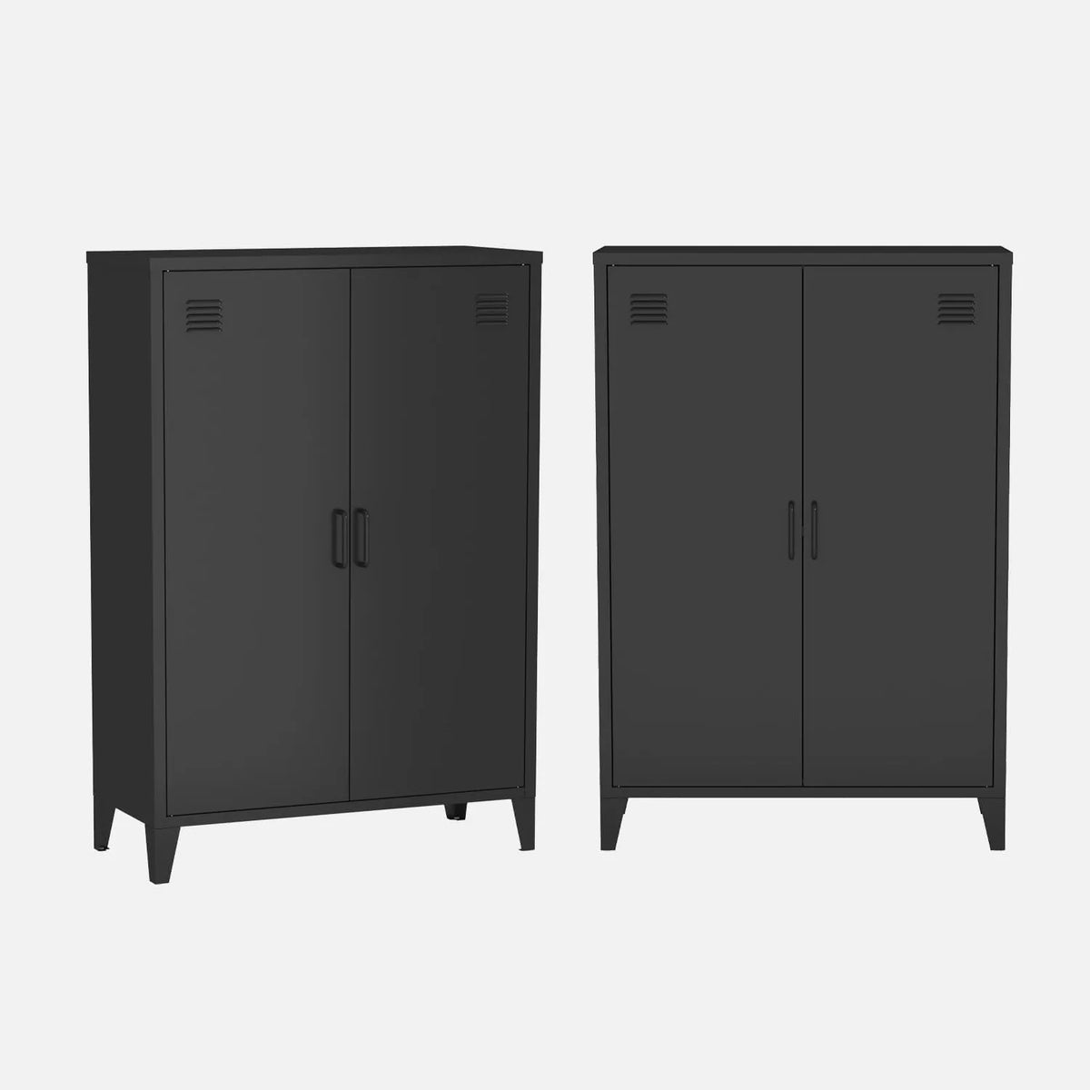 Sweeek Lot de 2 Commodes Métal Noir 2 Portes Soho - 75x33x110 cm