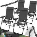 Lot de 4 Chaises de Camping Pliantes Ultra Légères en Aluminium avec Dossier Réglable et Appuie-tête pour Extérieur