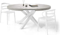 Table Ronde Extensible Gris avec Pieds Croisés Blancs – Design Italien