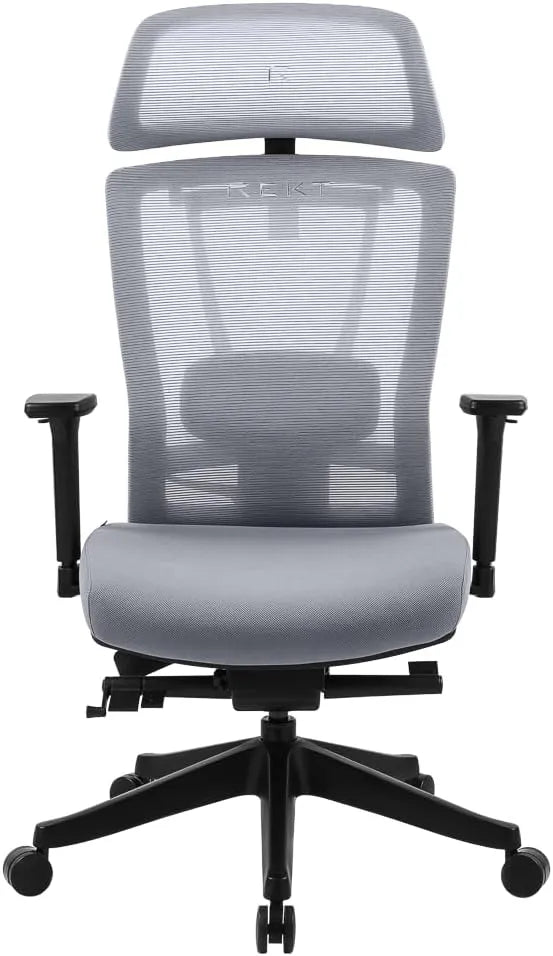 Chaise Ergonomique REKT Office-R avec Support Lombaire et Appuie-tête, Réglages Multiples pour Confort Optimal, Assise Noir/Gris