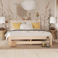 Lit double en pin massif 140x200 cm avec sommier, style scandinave