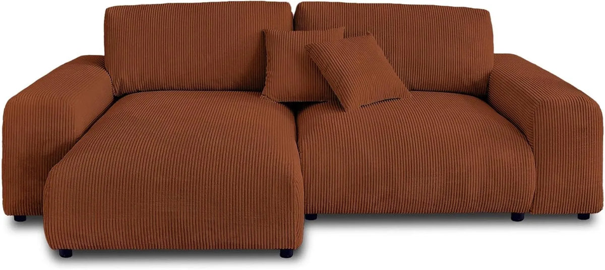 Canapé d'Angle Réversible en Velours Terracotta - 4 Places