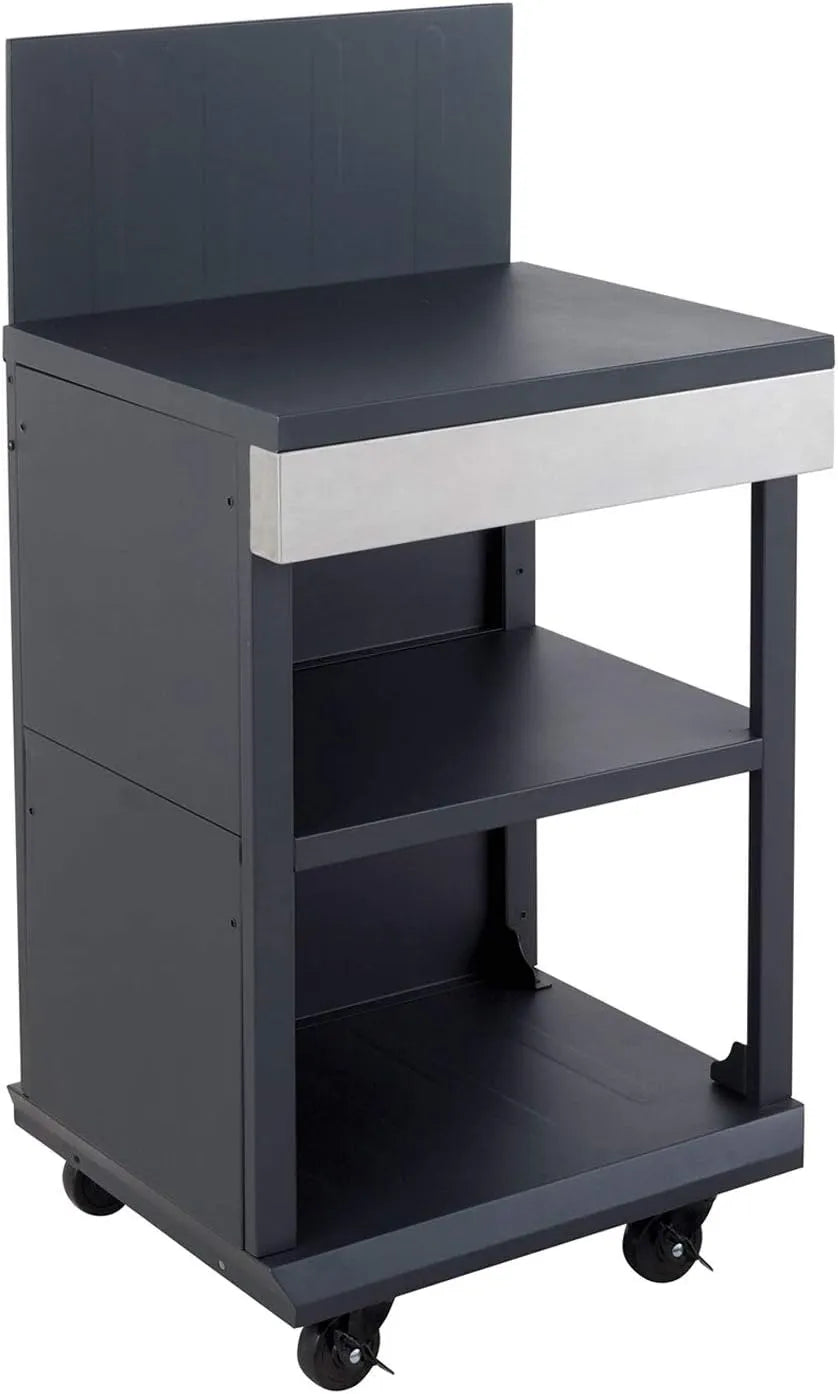 Chariot de Cuisine Cook'in Garden - Plan de Travail Mobile pour Barbecue Gaz, Grand Rangement, Noir
