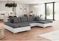 Canapé d'Angle Convertible ALON en Tissu Gris et Blanc
