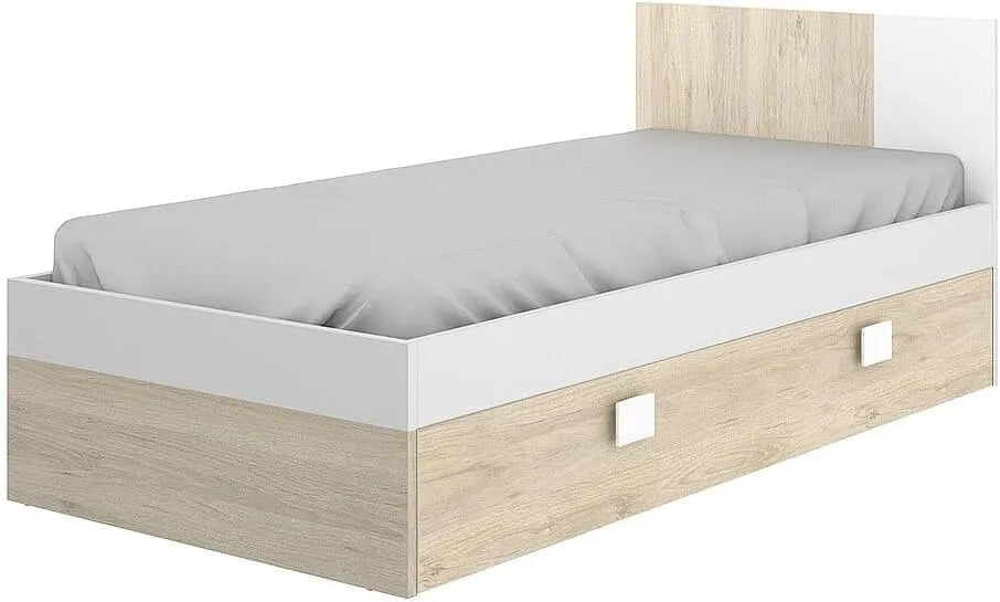 Lit Gigogne Enfant Sonia 90x190 cm en Bois Naturel et Blanc