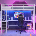 Lit mezzanine multifonctionnel 90x200 cm avec rangement intégré et bureau