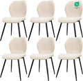 Ensemble de 6 chaises ergonomiques en lin beige pour salle à manger et salon