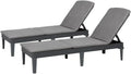 Ensemble de 2 Chaises Longues Jaipur avec Table - Anthracite - Résine Résistante aux Intempéries