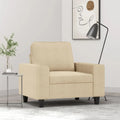 Fauteuil moderne en tissu crème avec structure métallique - Confortable et robuste, capacité 110 kg