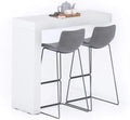 Table de Bar Pour Cuisine, 120x40 cm, Frêne Blanc, Design Italien