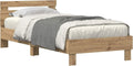 Cadre de Lit Moderne en Chêne avec LED et Port USB, 90x190 cm, Style Contemporain Robuste