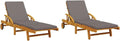 Paire de Chaises Longues en Bois d'Acacia avec Coussins pour Extérieur