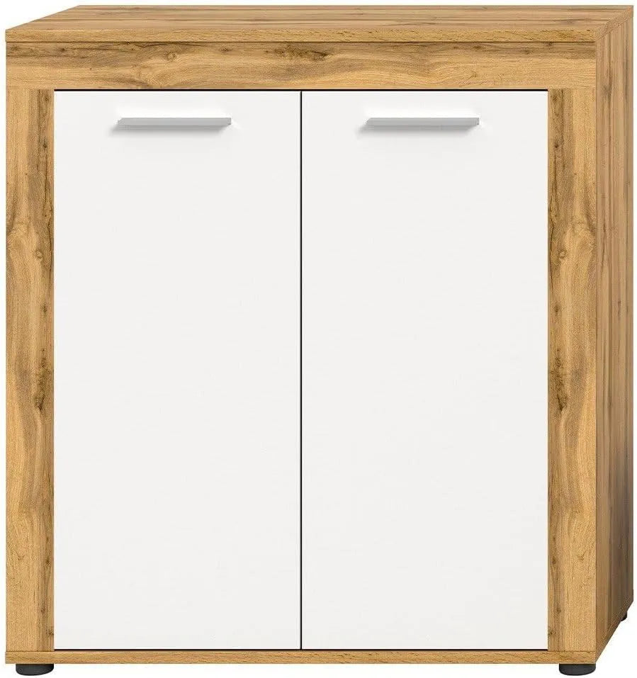 Buffet Moderne Blanc et Chêne 80 cm - Aosta - Design Européen pour Salle à Manger