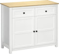 Buffet de Rangement Moderne avec Étagères Réglables et Tiroirs, Blanc et Bois