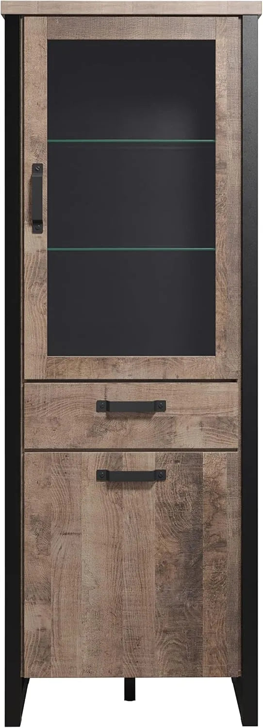 Vitrine Trendteam Emile sur Pied, Chêne Tabac, 70 x 195 x 45 cm
