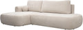 Canapé d'angle convertible en tissu beige - Confort et style