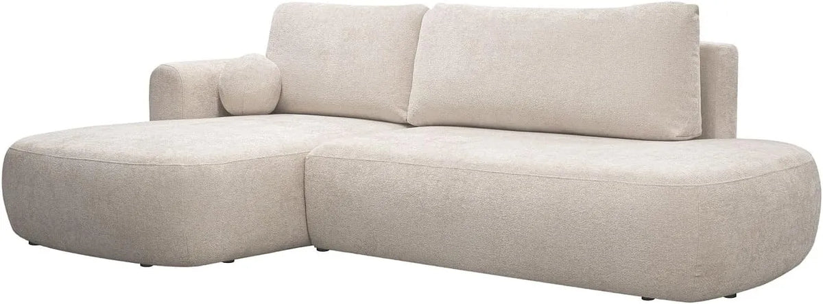 Canapé d'angle convertible en tissu beige - Confort et style