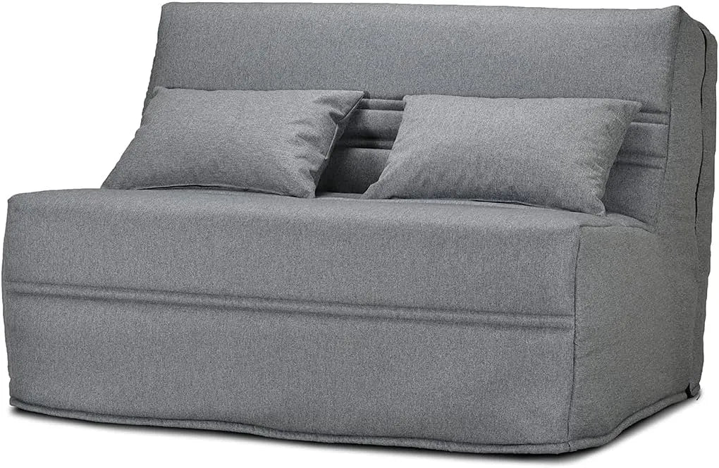 Banquette-Lit BZ 140x200 cm Gris avec Matelas 15 cm et Coussins - Modèle Anatole