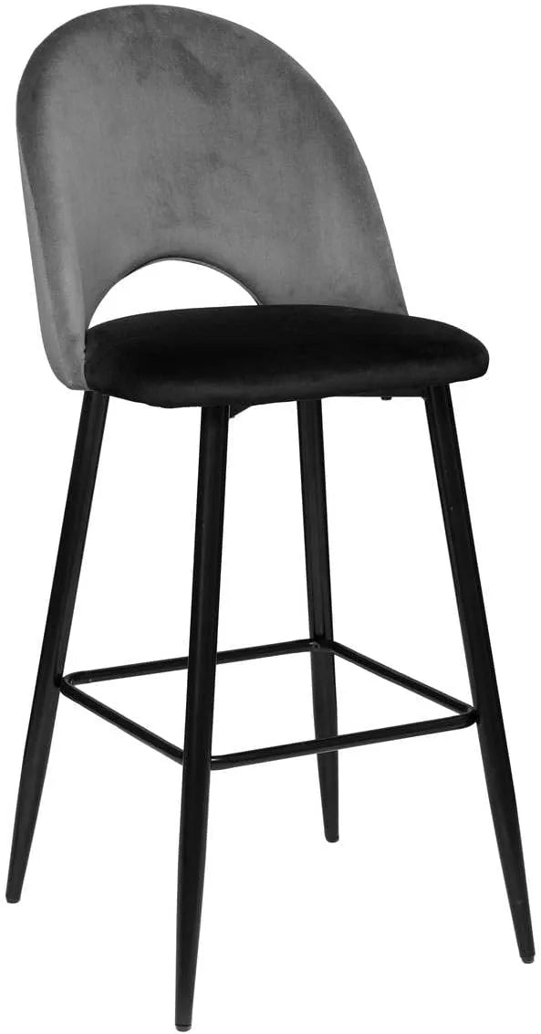 Chaise de Bar en Velours Gris Ardoise - Confort Élevé