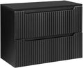 Armoire de Bain Moderne 80 cm Noir avec Rainures et 2 Tiroirs
