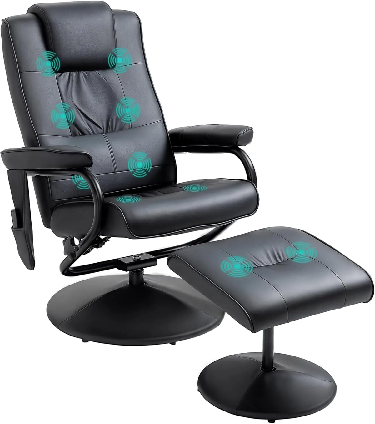 Fauteuil de Massage Électrique Inclinable avec Repose-Pieds en Similicuir Noir