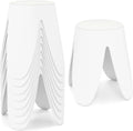 Ensemble de 8 Tabourets Empilables en Polypropylène et Similicuir, Capacité 150 kg, Blanc