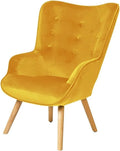 Fauteuil Scandinave en Velours Jaune avec Pieds en Bois – Confort et Élégance