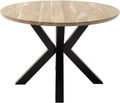 Table Ronde en Acacia Naturel avec Pieds Métalliques Noirs - 120 cm