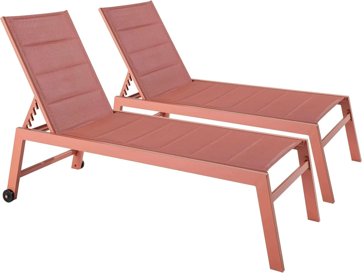 Oviala Ensemble de 2 Transats en Aluminium et Textilène Couleur Argile
