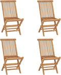 Lot de 4 Chaises de Jardin Pliantes en Bois de Teck Massif