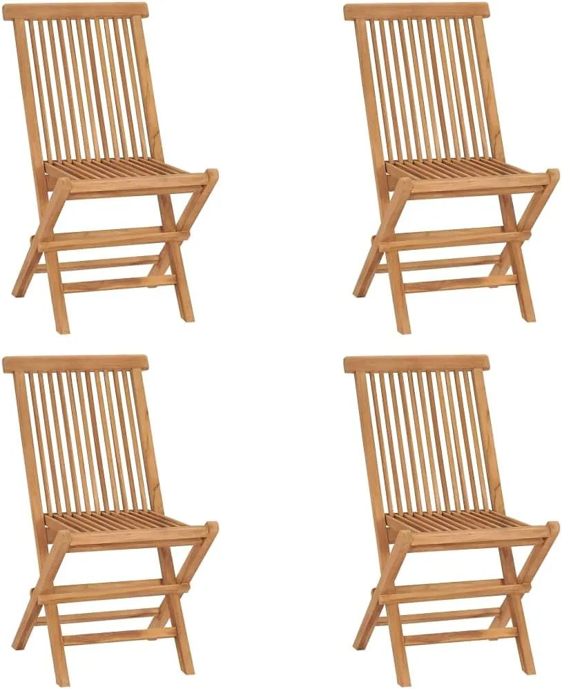 Lot de 4 Chaises de Jardin Pliantes en Bois de Teck Massif