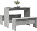 Salon de jardin 3 pièces : table et chaises en bois effet béton gris
