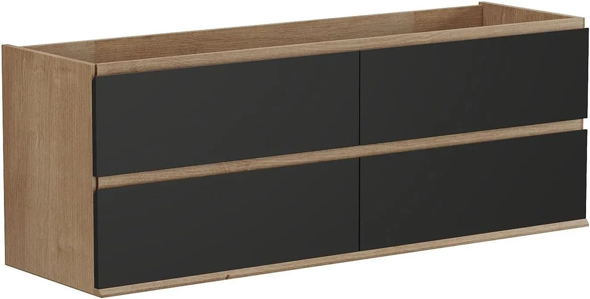 Ensemble Meuble Vasque Suspendu 150 cm - Finition Naturelle et Noire - SABURI