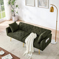 Sofa-Lit 2 Places Réglable avec Rangement, Pieds Dorés, Tissu Peluche Vert