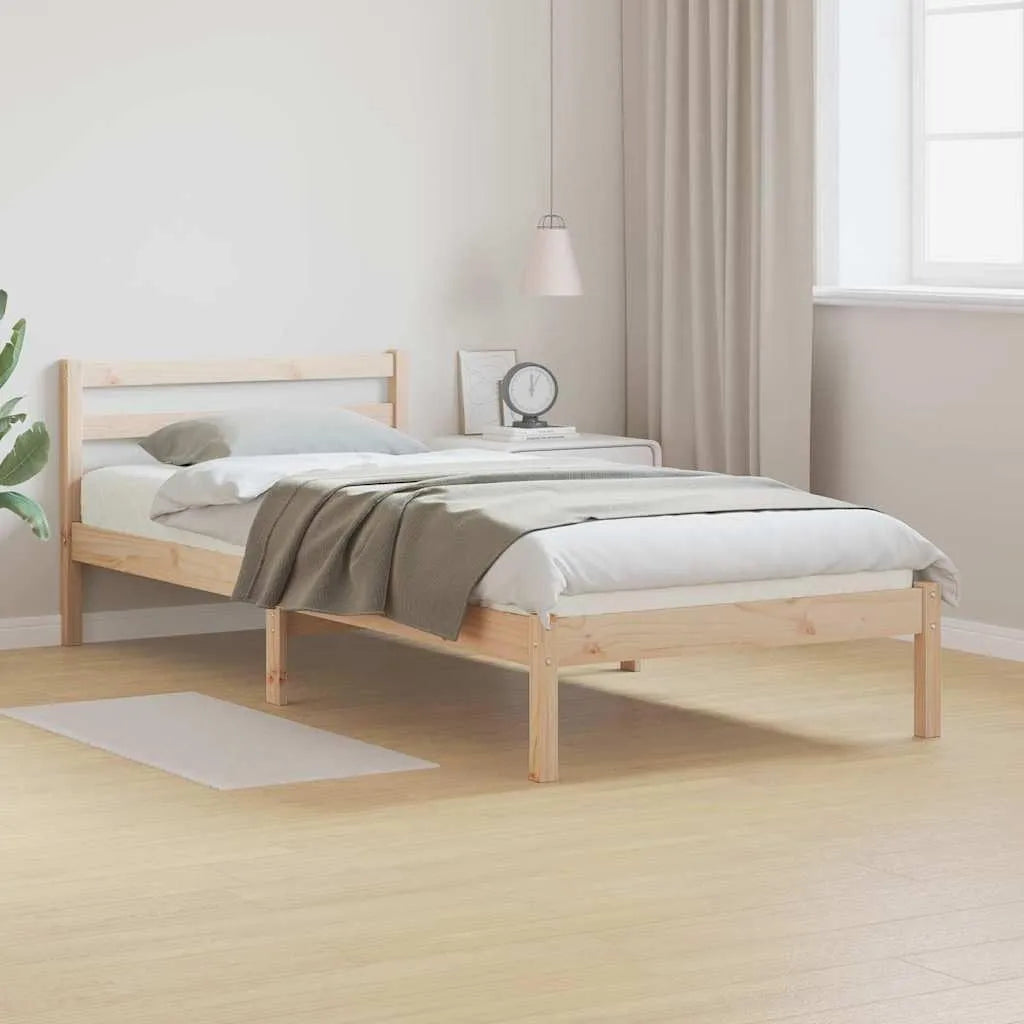 Lit Plateforme en Pin Massif avec Tête, Marron 208,6 x 157,6 x 69,4 cm, Design Moderne Durable