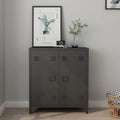 Armoire de Bureau en Métal à 2 Portes – Rangement Robuste pour Bureau ou Atelier – Acier Laminé Noir 90x80x33 cm