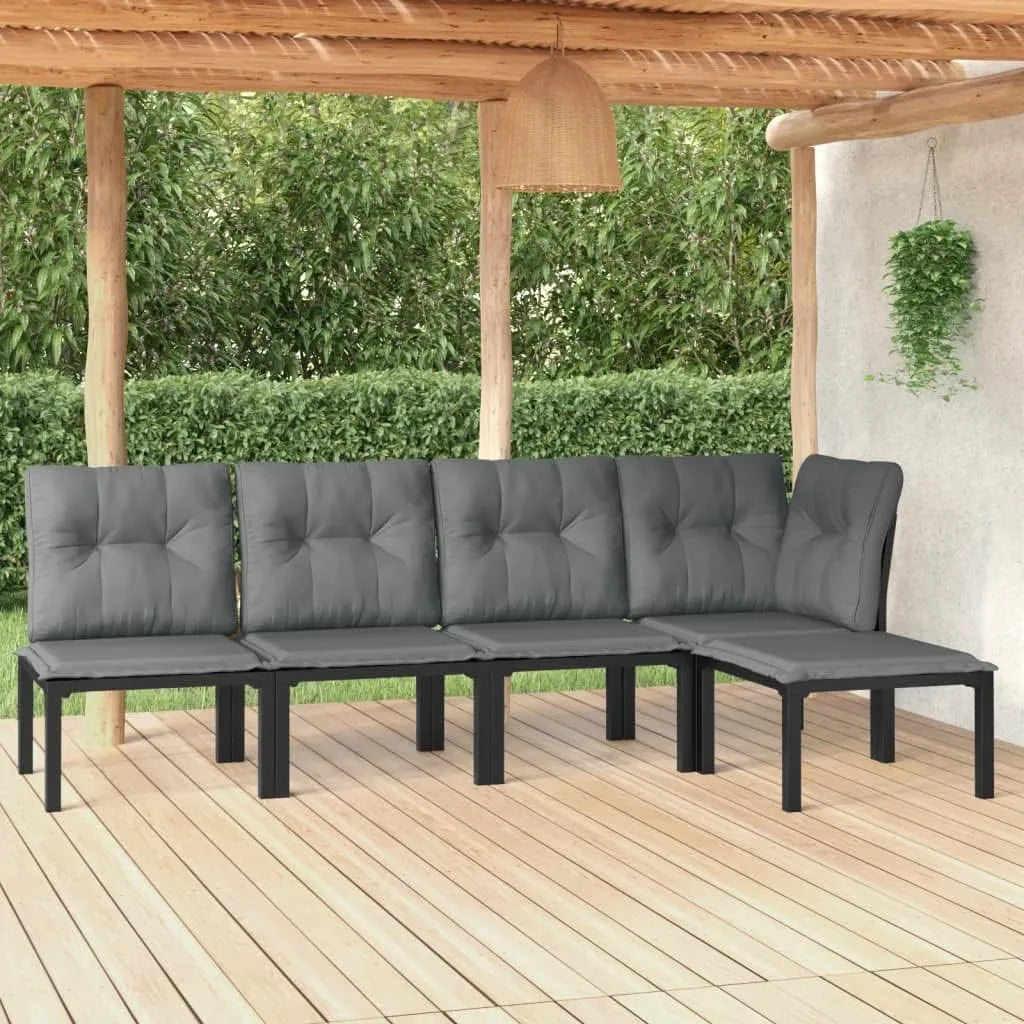 Ensemble modulaire de jardin 5 pièces en polyrotin résistant, coussins inclus, pour extérieur