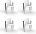 Ensemble de 4 Chaises de Jardin avec Accoudoirs, Design Moderne et Résistant aux UV - Blanc