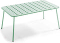 Table basse de jardin en acier vert sauge 90x50 cm - Collection Palavas